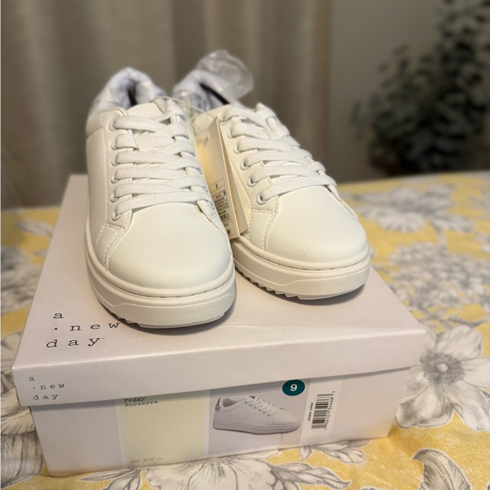 NEW A New Day Cream with Silver Rhinestone Sneakers Womens Size 9